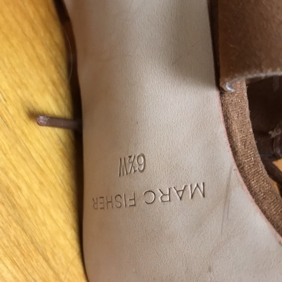 Marc Fischer brown suede tie arch zipper heel back size 6 1/2 inch heel. - Picture 8 of 11